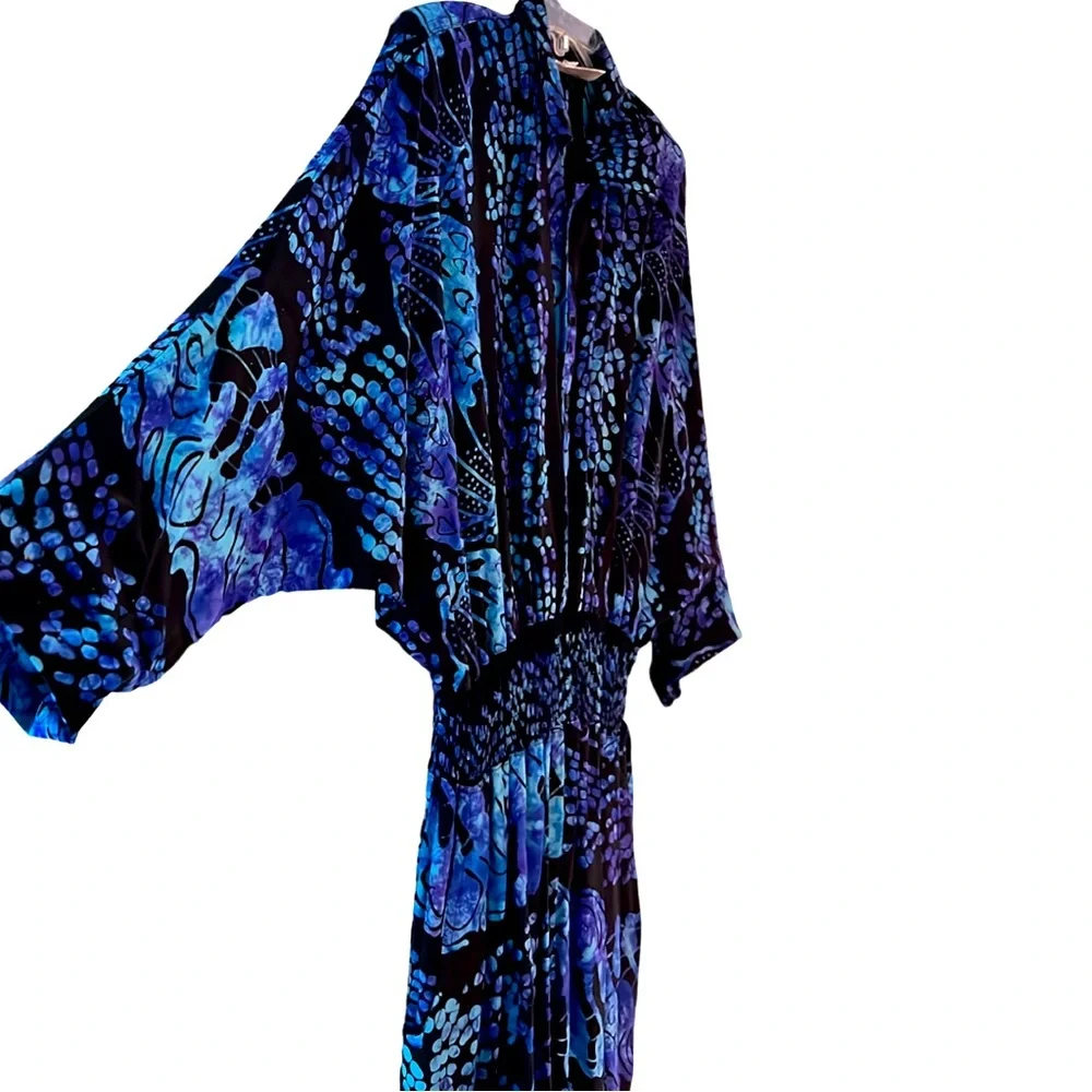 Red’s Threads Vintage 1980’s 100% Rayon Jumpsuit Purple Black Blue Large Retro - Picture 1 of 6